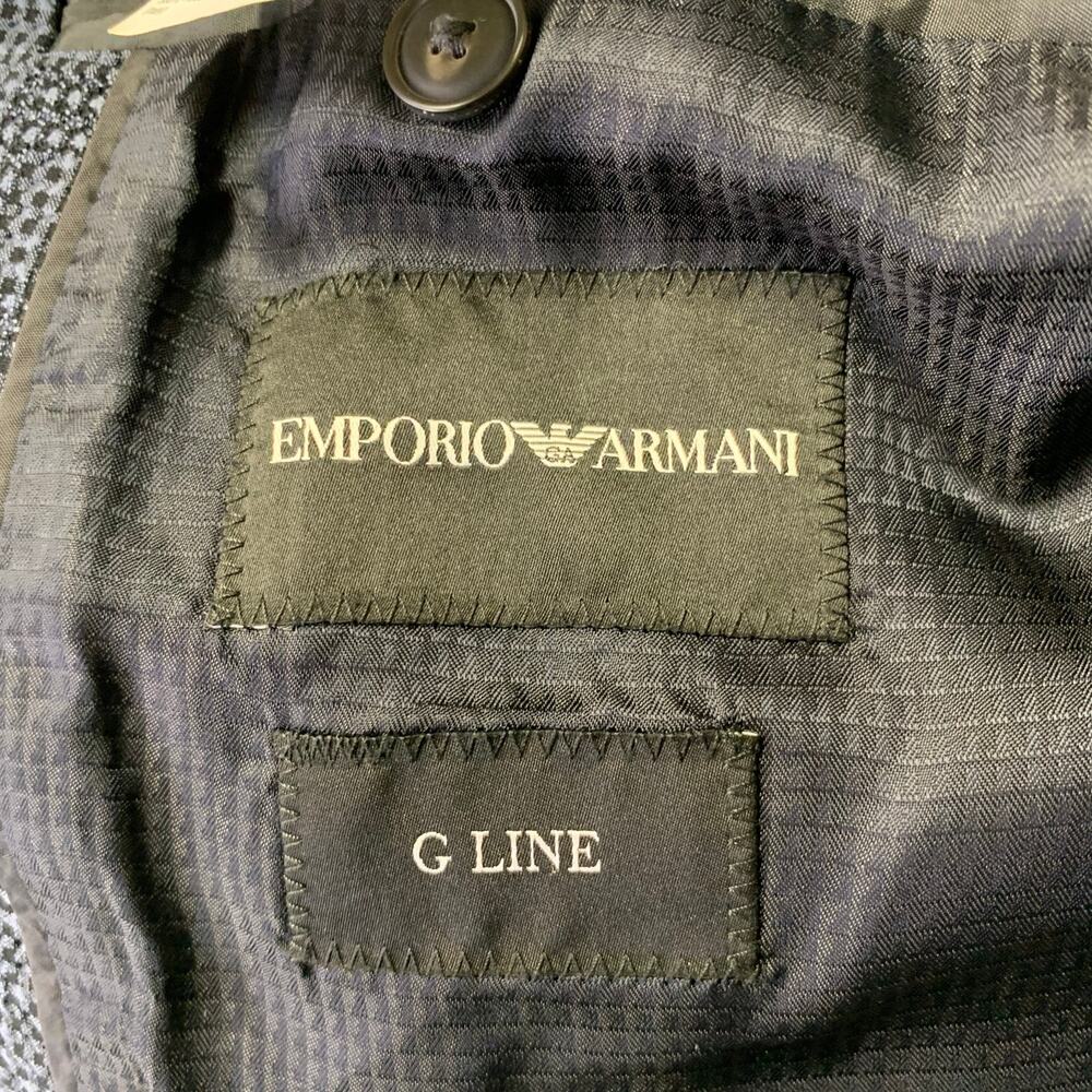 EMPORIO ARMANI Size 46 Navy Grey Textured Wool Blend Sport Coat - Picture 4 of 5